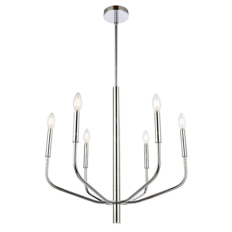 Dainolite Eleanor 24in 6-Light Chandelier | Contemporary Polished Chrome Metal | Dining Room & Living Room | 24 x 24 x 24 in | Model ELN-246C-PC