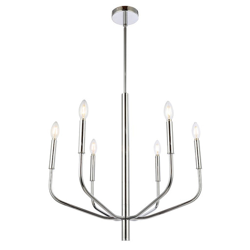 Dainolite Eleanor 24in 6-Light Chandelier | Contemporary Polished Chrome Metal | Dining Room & Living Room | 24 x 24 x 24 in | Model ELN-246C-PC