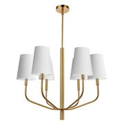 Dainolite Eleanor 28in 6-Light Chandelier | Transitional White Fabric and Aged Brass Metal | Living Room, Foyer & Dining Room | Model ELN-286C-AGB-790