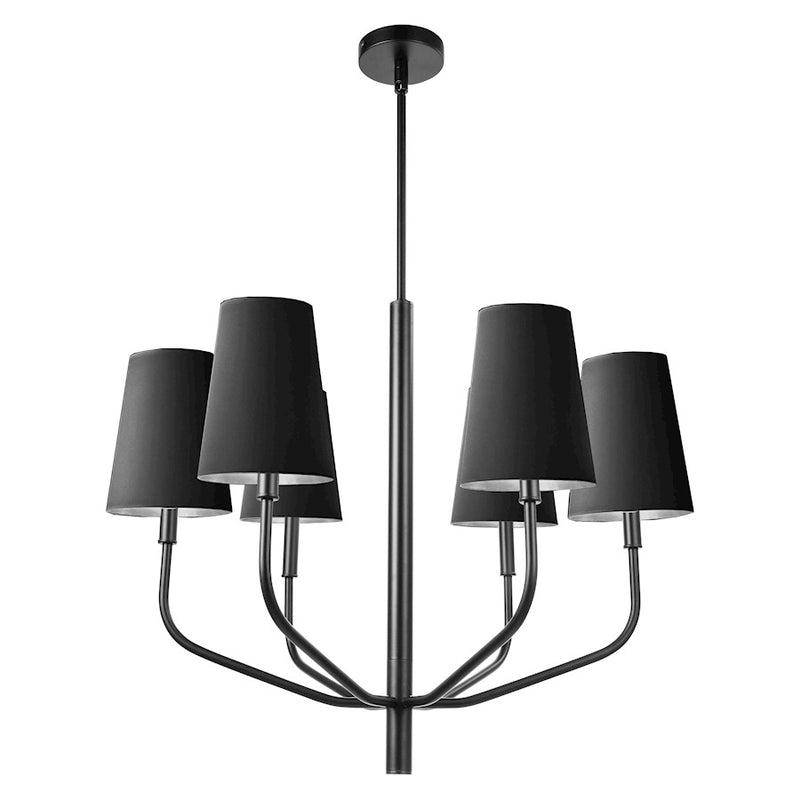 Dainolite Eleanor 28in 6-Light Chandelier | Transitional Black Fabric and Matte Black Metal | Living Room, Foyer & Dining Room | Model ELN-286C-MB-697