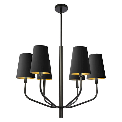 Dainolite Eleanor 28in 6-Light Chandelier | Transitional Black Fabric and Matte Black Metal | Living Room, Foyer & Dining Room | Model ELN-286C-MB-698