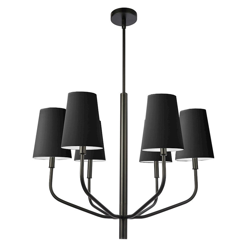 Dainolite Eleanor 28in 6-Light Chandelier | Transitional Black Fabric and Matte Black Metal | Living Room, Foyer & Dining Room | Model ELN-286C-MB-797