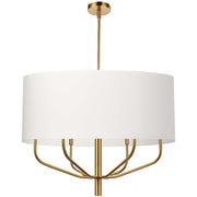 Dainolite Eleanor 30in 6-Light Chandelier | Transitional Aged Brass and White Fabric | Living & Dining Room | 30 x 30 x 24 in | Model ELN-306C-AGB-790