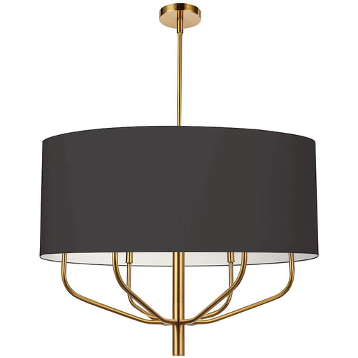 Dainolite Eleanor 30in 6-Light Chandelier | Transitional Aged Brass and Black Fabric | Living & Dining Room | 30 x 30 x 24 in | Model ELN-306C-AGB-797