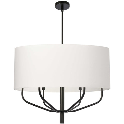 Dainolite Eleanor 30in 6-Light Chandelier | Transitional Matte Black and White Fabric | Living & Dining Room | 30 x 30 x 24 in | Model ELN-306C-MB-790