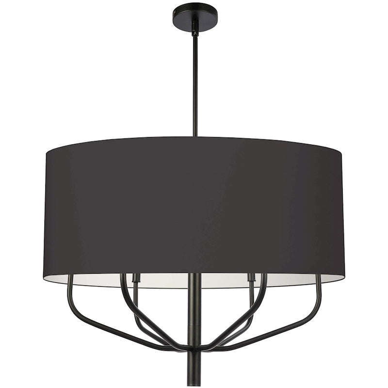 Dainolite Eleanor 30in 6-Light Chandelier | Transitional Matte Black and Black Fabric | Living & Dining Room | 30 x 30 x 24 in | Model ELN-306C-MB-797