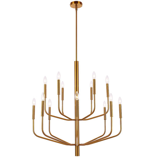 Dainolite Eleanor 32in 14-Light Chandelier | Aged Brass Metal | Dining Room & Living Room | 32 x 32 x 34 in | Model ELN-3214C-AGB
