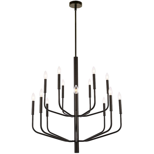 Dainolite Eleanor 32in 14-Light Chandelier | Matte Black Metal | Dining Room & Living Room | 32 x 32 x 34 in | Model ELN-3214C-MB