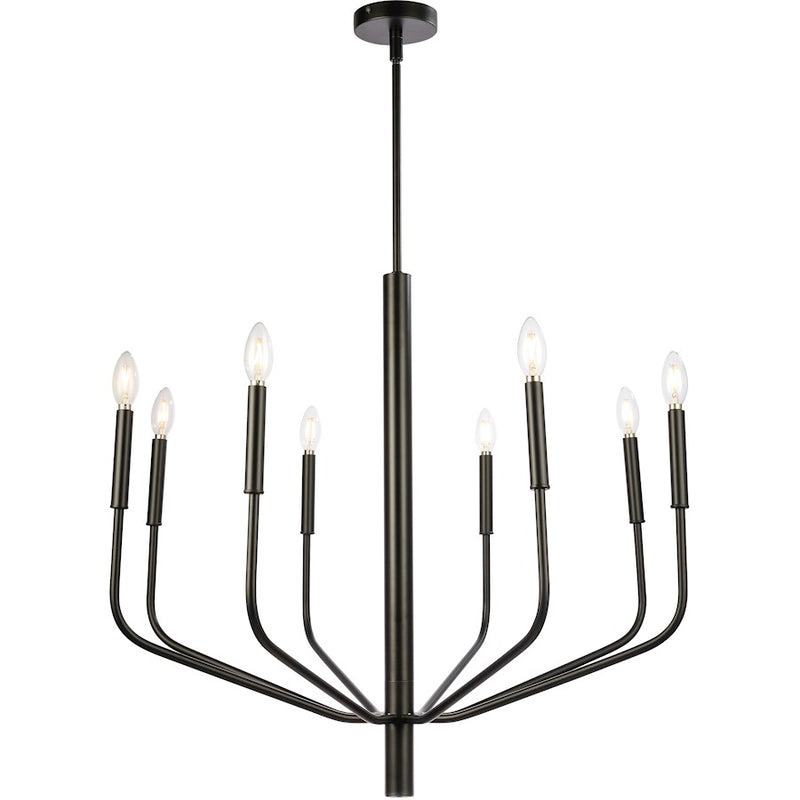 Dainolite Eleanor 32in 8-Light Chandelier | Matte Black Metal | Dining Room & Living Room | 32 x 32 x 28 in | Model ELN-328C-MB