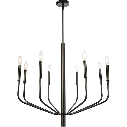 Dainolite Eleanor 32in 8-Light Chandelier | Matte Black Metal | Dining Room & Living Room | 32 x 32 x 28 in | Model ELN-328C-MB