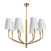 Dainolite Eleanor 36in 8-Light Chandelier | Transitional White Fabric and Aged Brass Metal | Living Room, Foyer & Dining Room | Model ELN-368C-AGB-790