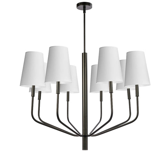 Dainolite Eleanor 36in 8-Light Chandelier | Transitional Matte Black and White Fabric | Living Room, Foyer & Dining Room | 36 x 36 | Model ELN-368C-MB-790