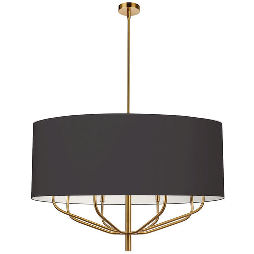 Dainolite Eleanor 38in 8-Light Chandelier | Industrial Aged Brass and Black Fabric Drum | Dining Room & Living Room | Model ELN-388C-AGB-797