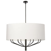Dainolite Eleanor 38in 8-Light Chandelier | Modern Matte Black and White Fabric Drum | Dining Room & Living Room | Model ELN-388C-MB-790