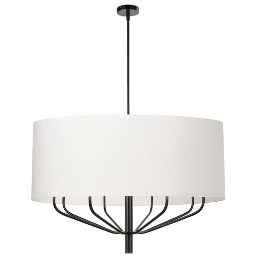 Dainolite Eleanor 38in 8-Light Chandelier | Modern Matte Black and White Fabric Drum | Dining Room & Living Room | Model ELN-388C-MB-790