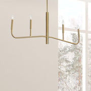 Dainolite Eleanor 48in 4-Light Chandelier | Transitional Aged Brass Metal | Dining Room & Kitchen Island | 48 x 2 x 18 in | Model ELN-484HC-AGB
