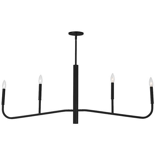 Dainolite Eleanor 48in 4-Light Chandelier | Transitional Matte Black Metal | Dining Room & Foyer | 48 x 2 x 18 in | Model ELN-484HC-MB
