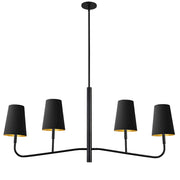 Dainolite Eleanor 53in 4-Light Chandelier | Industrial Matte Black and Black Fabric | Dining Room & Foyer | 53 x 6 x 18 in | Model ELN-534HC-MB-698