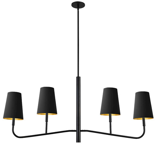 Dainolite Eleanor 53in 4-Light Chandelier | Industrial Matte Black and Black Fabric | Dining Room & Foyer | 53 x 6 x 18 in | Model ELN-534HC-MB-698