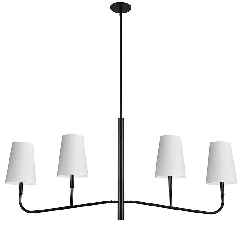 Dainolite Eleanor 53in 4-Light Chandelier | Industrial Matte Black and White Fabric | Dining Room & Foyer | 53 x 6 x 18 in | Model ELN-534HC-MB-790