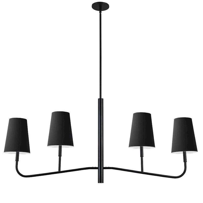 Dainolite Eleanor 53in 4-Light Chandelier | Industrial Matte Black and Black Fabric | Dining Room & Foyer | 53 x 6 x 18 in | Model ELN-534HC-MB-797