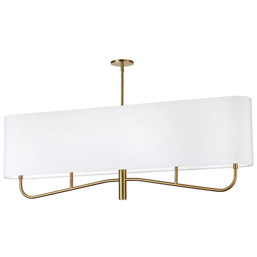 Dainolite Eleanor 54in 4-Light Chandelier | Transitional Aged Brass and White Fabric | Dining Room & Foyer | 54 x 7 x 19 in | Model ELN-544HC-AGB-790