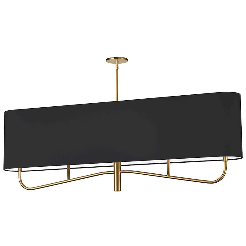 Dainolite Eleanor 54in 4-Light Chandelier | Transitional Aged Brass and Black Fabric | Dining Room & Foyer | 54 x 7 x 19 in | Model ELN-544HC-AGB-797
