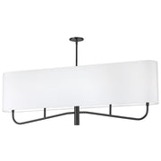 Dainolite Eleanor 54in 4-Light Chandelier | Transitional Matte Black and White Fabric | Dining Room & Foyer | 54 x 7 x 19 in | Model ELN-544HC-MB-790