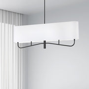 Dainolite Eleanor 54in 4-Light Chandelier | Transitional Matte Black and White Fabric | Dining Room & Foyer | 54 x 7 x 19 in | Model ELN-544HC-MB-790