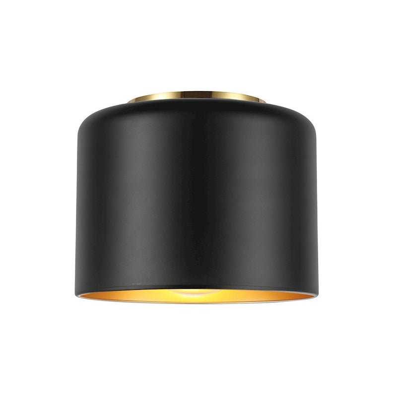 Dainolite Emilia 8in 1-Light Flush Mount | Transitional Matte Black and Aged Brass Metal | Hallway & Bedroom Ceiling Light | Model EMI-81FH-AGB-MB