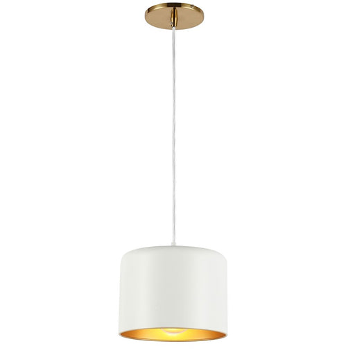 Dainolite Emilia 8in 1-Light Pendant | Transitional Matte White and Aged Brass Metal | Kitchen Island & Dining Room | Model EMI-81P-AGB-MW