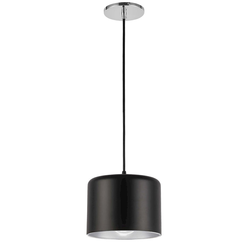 Dainolite Emilia 8in 1-Light Pendant | Matte Black and Polished Chrome Metal | Kitchen Island & Dining Room | 8 x 8 x 6 in | Model EMI-81P-PC-MB