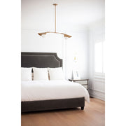 Dainolite Emma 41in 4-Light Pendant | Contemporary Aged Brass and White Glass | Kitchen Island & Dining Room | 41 x 19 x 6 in | Model EMM-414HP-AGB