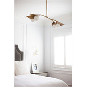 Dainolite Emma 41in 4-Light Pendant | Contemporary Aged Brass and White Glass | Kitchen Island & Dining Room | 41 x 19 x 6 in | Model EMM-414HP-AGB