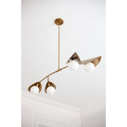 Dainolite Emma 41in 4-Light Pendant | Contemporary Aged Brass and White Glass | Kitchen Island & Dining Room | 41 x 19 x 6 in | Model EMM-414HP-AGB