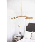 Dainolite Emma 41in 4-Light Pendant | Contemporary Aged Brass and White Glass | Kitchen Island & Dining Room | 41 x 19 x 6 in | Model EMM-414HP-AGB