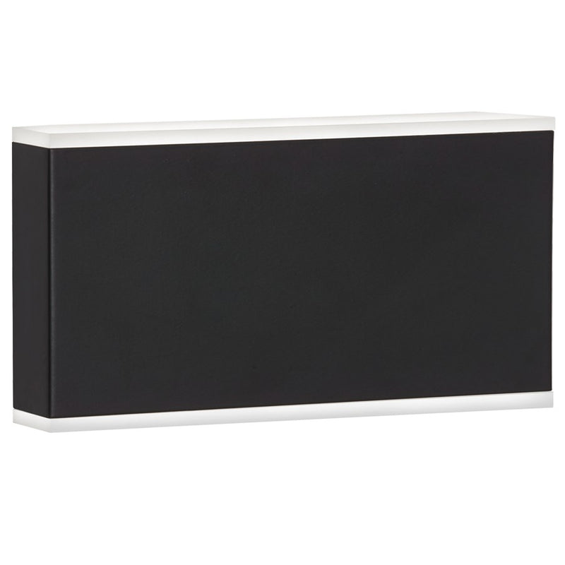 Dainolite Emery 10in 2-Light Outdoor Wall Sconce | Modern Matte Black and White Acrylic | Outdoor Covered Patio & Entryway | Model EMY-105OD-20W-MB