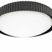Dainolite Fabiana 18in 1-Light LED Flush Mount | Transitional Matte Black Metal and White Glass | Hallway & Bathroom Ceiling | 18 | Model FBN-1840LEDFH-MB