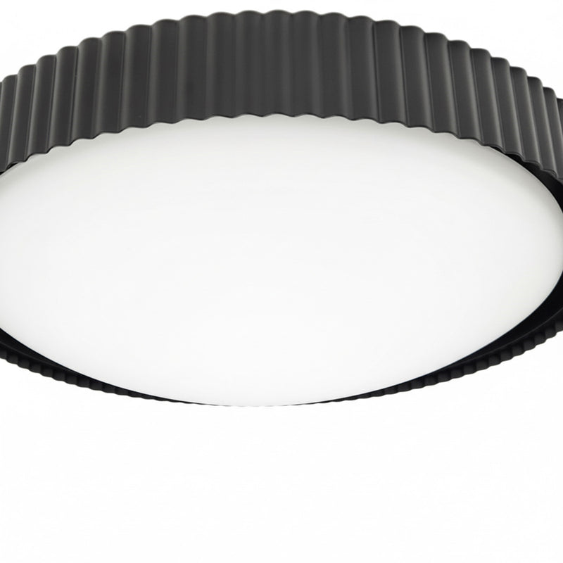 Dainolite Fabiana 18in 1-Light LED Flush Mount | Transitional Matte Black Metal and White Glass | Hallway & Bathroom Ceiling | 18 | Model FBN-1840LEDFH-MB