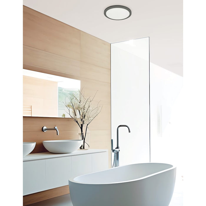 Dainolite Franchesa 1 Light 9" Flush Mount, Matte Black/White