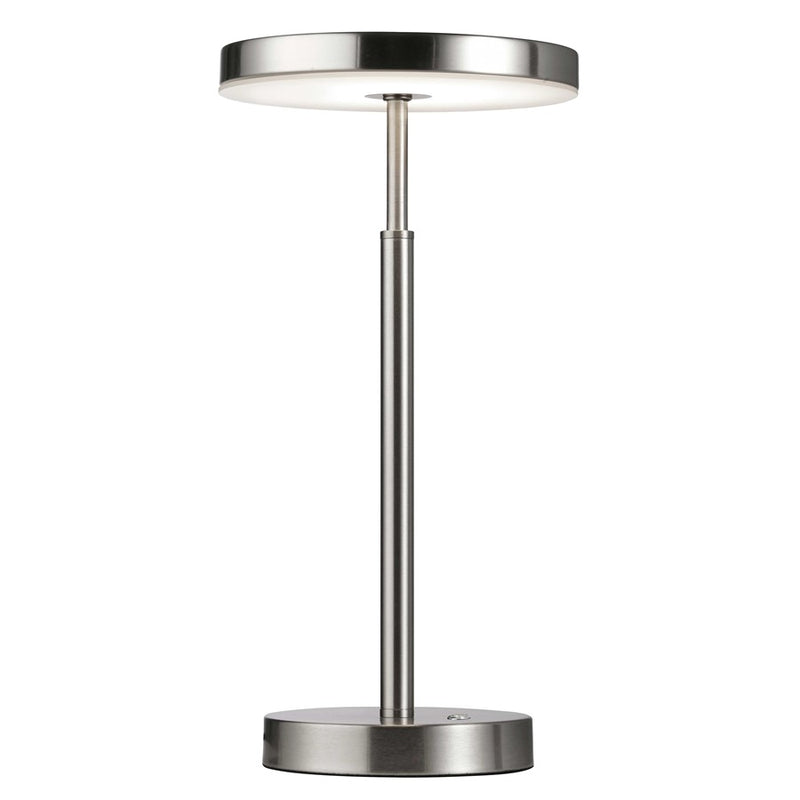 Dainolite Francine 8in 1-Light LED Table Lamp | Modern Satin Nickel and White Acrylic | Bedroom & Office Desk | 800 Lumens | Model FCE-1510LEDT-SN