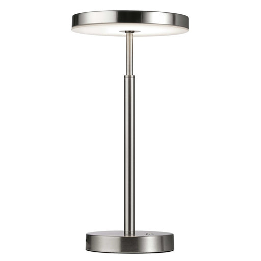 Dainolite Francine 8in 1-Light LED Table Lamp | Modern Satin Nickel and White Acrylic | Bedroom & Office Desk | 800 Lumens | Model FCE-1510LEDT-SN