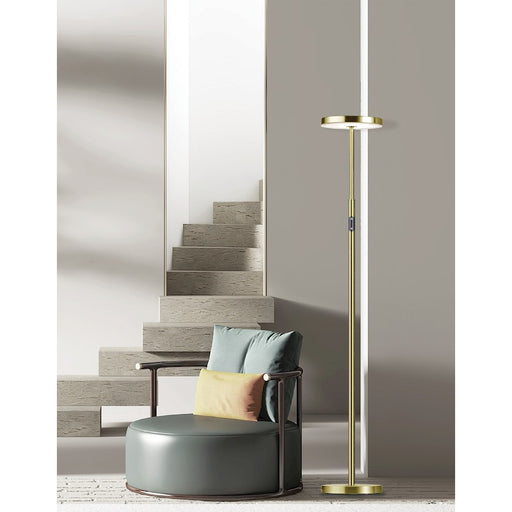 Dainolite Francine 1 Light Floor Lamp, Aged Brass/White
