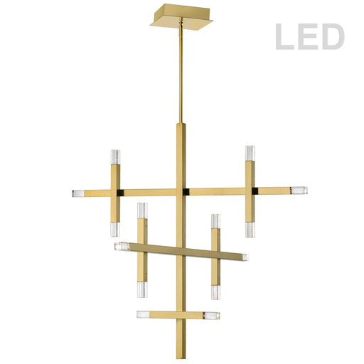 Dainolite Francesca 36in 14-Light Chandelier | Contemporary Aged Brass and Frosted Acrylic | Dining Room & Living Room | Model FCS-3656C-AGB