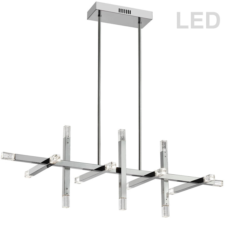 Dainolite Francesca 40in 16-Light Chandelier | Contemporary Polished Chrome and Frosted Acrylic | Living Room & Dining Room | Model FCS-4064HC-PC