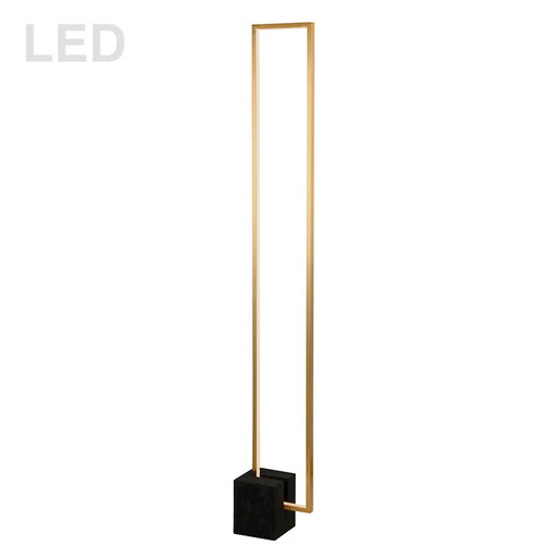 Dainolite Florence 55in LED Floor Lamp | Modern Aged Brass and Black Metal with Concrete Base | Living Room & Bedroom Reading | Model FLN-LEDF55-AGB-MB