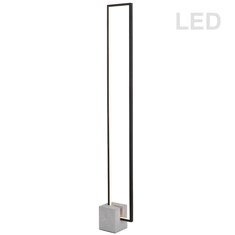 Dainolite Florence 55in 1-Light LED Floor Lamp | Modern Matte Black and Grey Concrete | Living Room & Office | Model FLN-LEDF55-MB