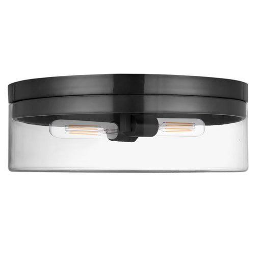 Dainolite Fiona 14in 2-Light Flush Mount | Contemporary Matte Black and Clear Glass | Hallway & Bedroom | 14 x 14 x 6 in | Model FNA-142FH-MB-CLR