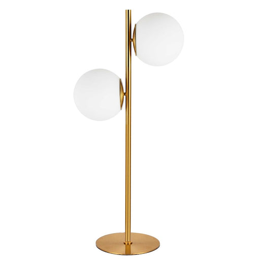 Dainolite Folgar 22in 2-Light Table Lamp | Contemporary Aged Brass and White Glass | Living Room & Bedroom Ambient Light | Model FOL-222T-AGB