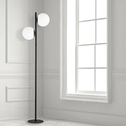 Dainolite Folgar 67in 2-Light Floor Lamp | Contemporary Matte Black and White Opal Glass | Living Room & Bedroom Ambient Light | Model FOL-662F-MB